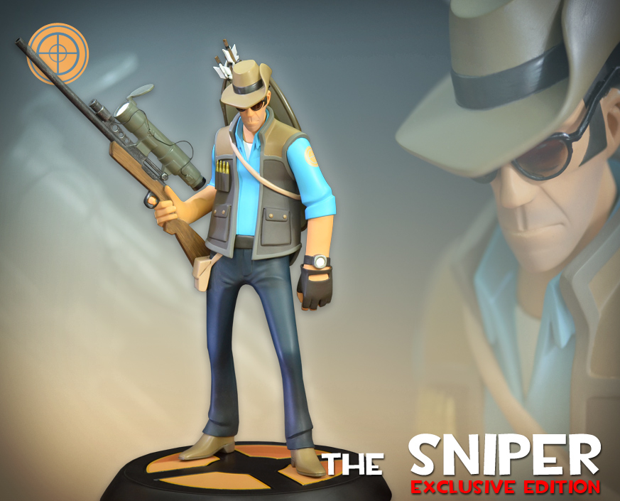 Exclusive Statue, Gaming Heads, TF2 Sniper Statue, The BLU Sniper, Sniper S...